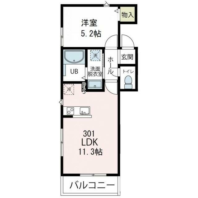 エターナル湘南(1LDK/3階)の間取り写真