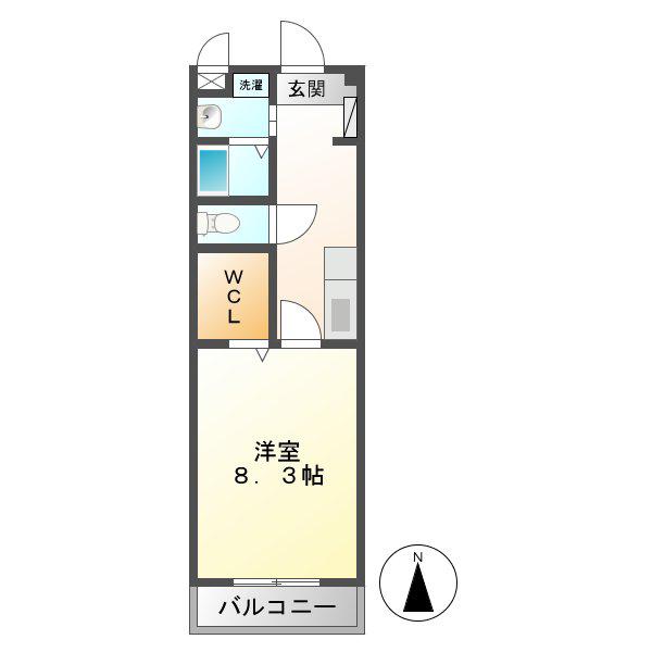 シャトー下米田(1K/3階)の間取り写真