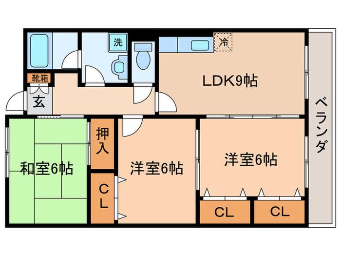 リンピア彦(3LDK/1階)の間取り写真
