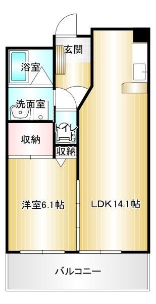 リーベンヴィーヴル片島(1LDK/4階)の間取り写真