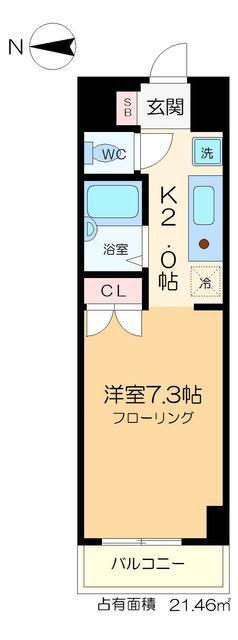 松葉ビル(1K/5階)の間取り写真