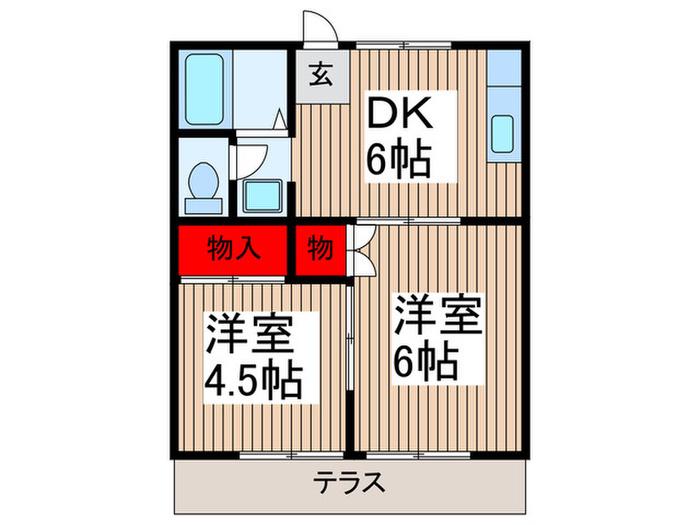 グリーンプラザ桜田(2DK/1階)の間取り写真
