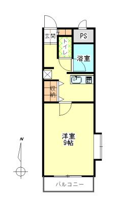 ハイクオリティII(1K/3階)の間取り写真