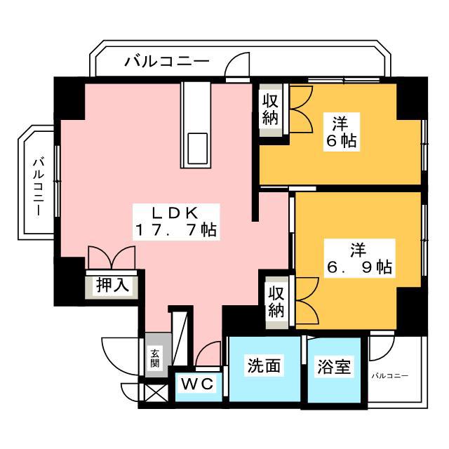 シティータワー昴III(2LDK/2階)の間取り写真