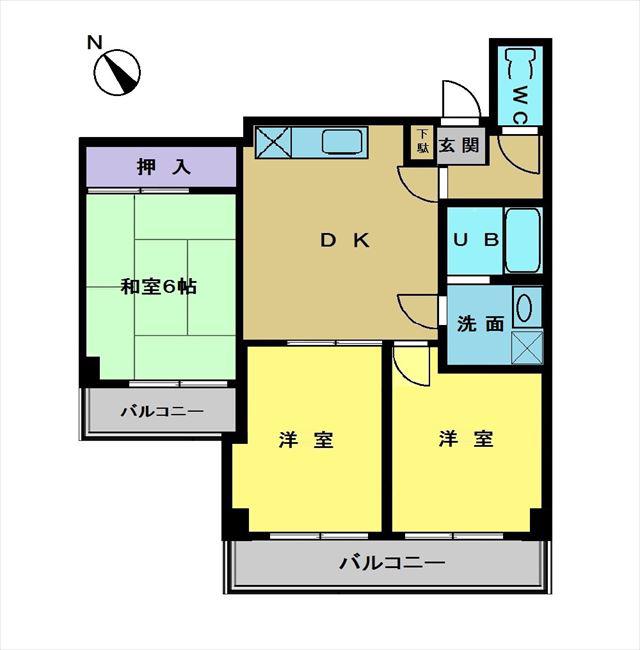 サンホワイト富士見が丘(3DK/4階)の間取り写真