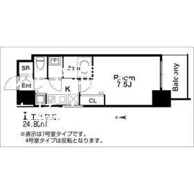 ウオークフォレスト御幸町(1K/4階)の間取り写真