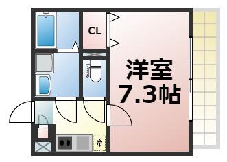 エステイトE森ノ宮(1K/2階)の間取り写真