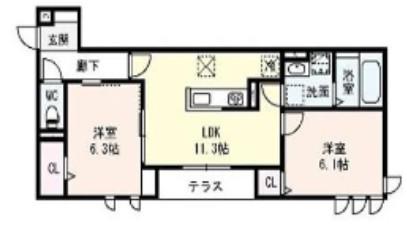 D-ROOM緑橋(2LDK/3階)の間取り写真