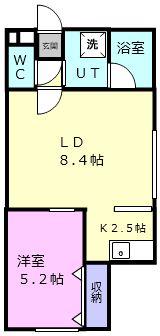 BRONZ II(1LDK/1階)の間取り写真