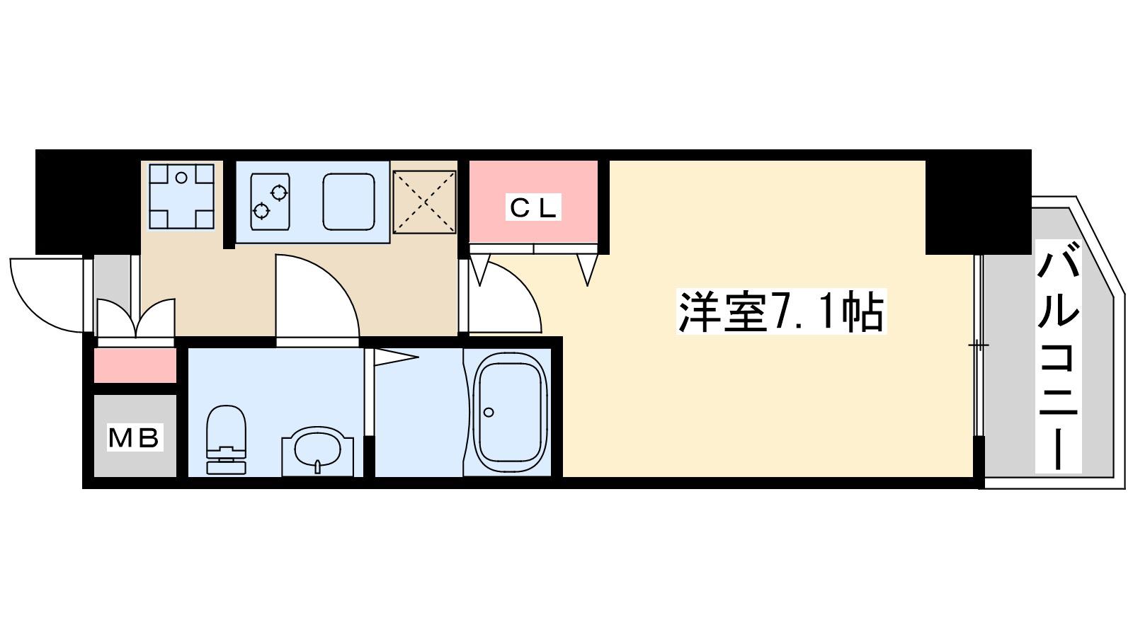 アリビオ江坂南金田(1K/4階)の間取り写真