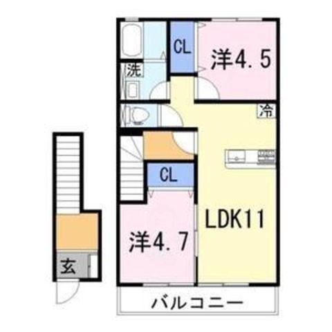 イストワールA(2LDK/2階)の間取り写真