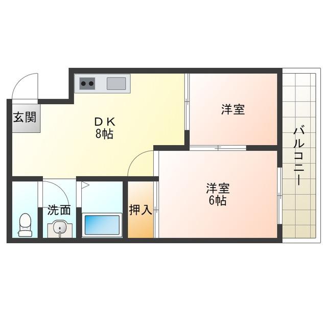 コーポラス翌檜(2DK/3階)の間取り写真
