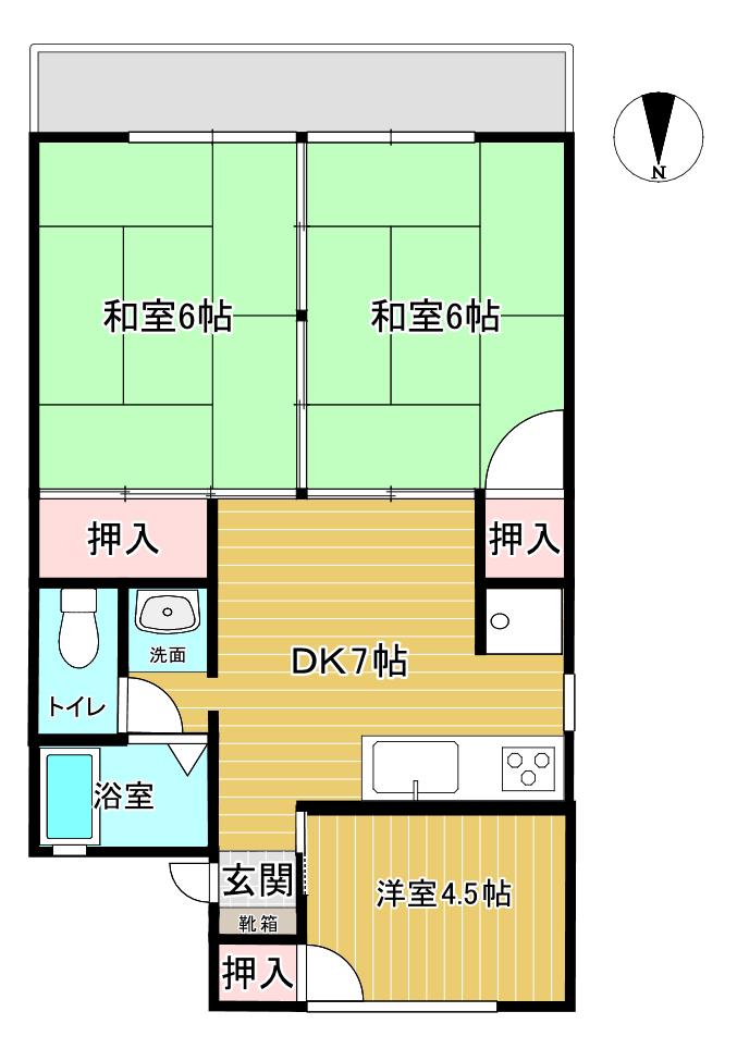 セジュールビュット(3DK/1階)の間取り写真