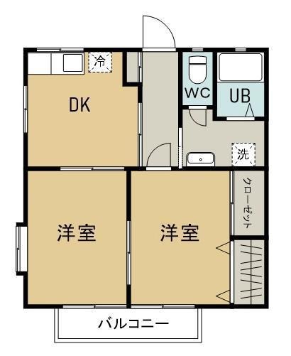 コーポデンエン(2DK/1階)の間取り写真