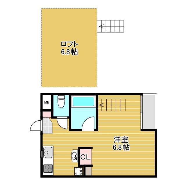MS HOUSE(1K/2階)の間取り写真