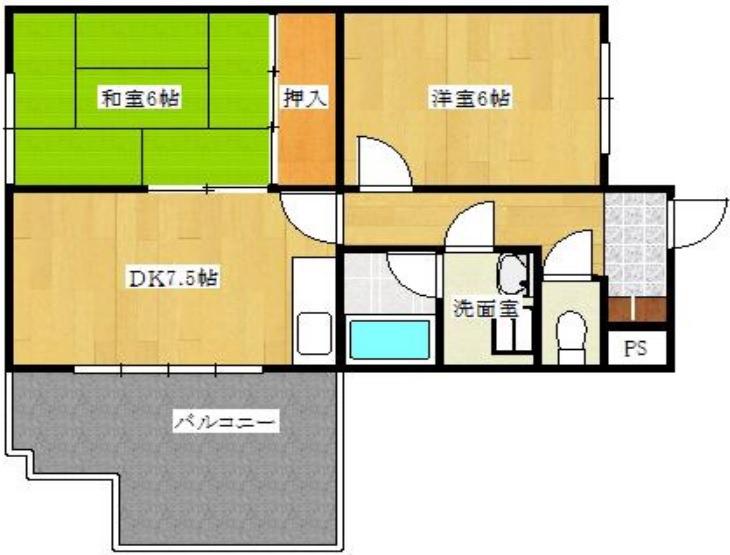 ハイツ水池(2DK/2階)の間取り写真
