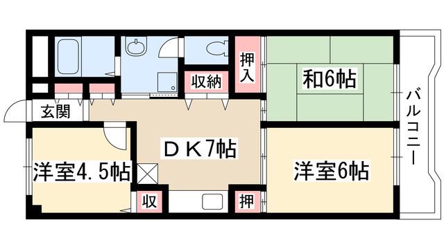 サンパークマンション(3DK/2階)の間取り写真