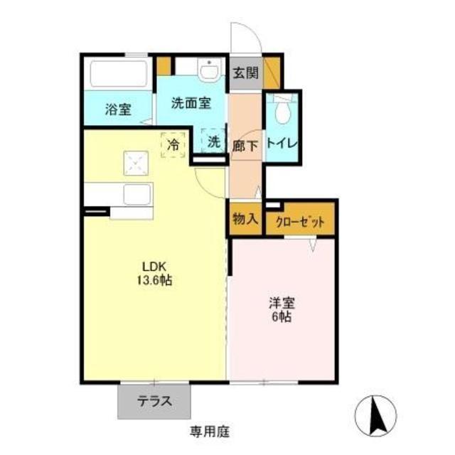 クオリタ・ルル(1LDK/1階)の間取り写真
