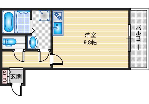 FLAT34茨木(1DK/3階)の間取り写真