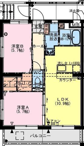 都城天神町YマンションII(2LDK/3階)の間取り写真