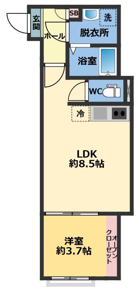 メゾン・ドゥ・アッシュ習志野(1LDK/1階)の間取り写真