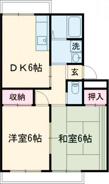 グリーンハイツ三友(2DK/4階)の間取り写真