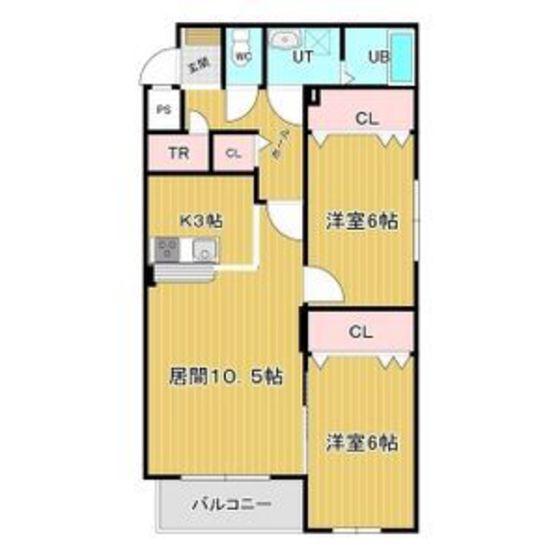 CLAIR美原(2LDK/1階)の間取り写真