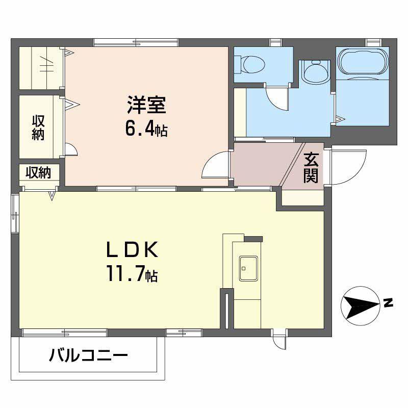 ロコモコハウス(1LDK/2階)の間取り写真