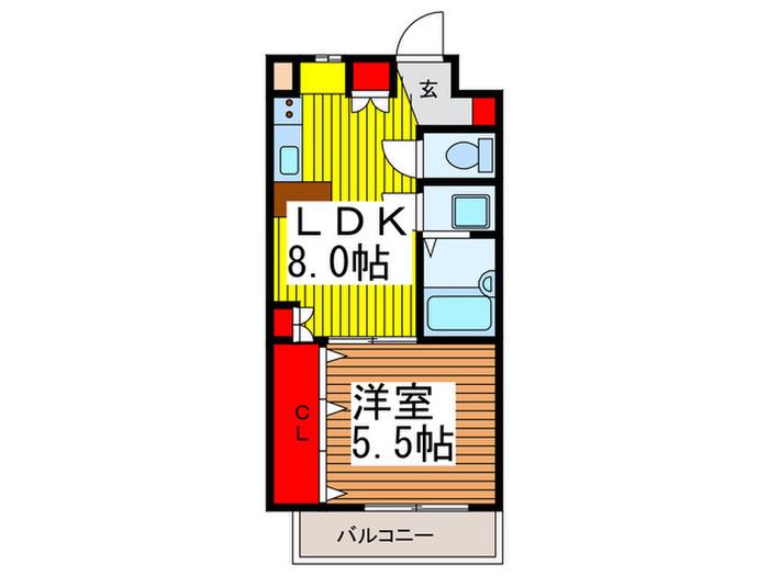 クレイドルⅠ(1LDK/2階)の間取り写真