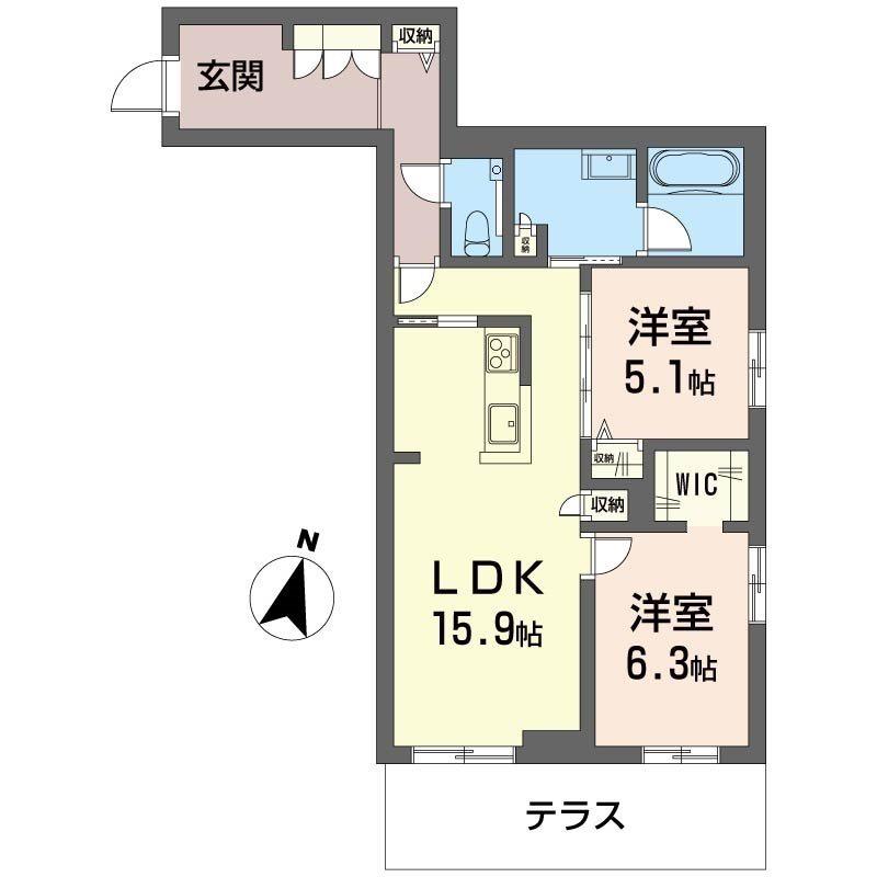 セントリビエ湘南台(2LDK/1階)の間取り写真