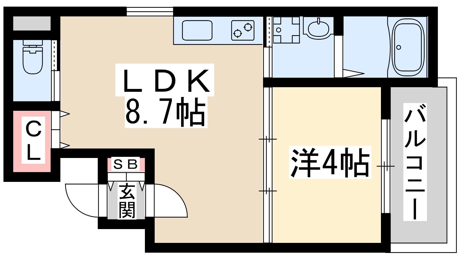 センチュリー江坂(1LDK/1階)の間取り写真