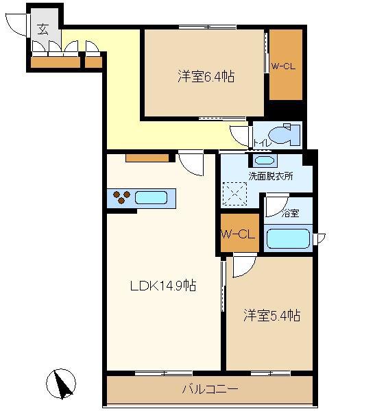 グランデール(2LDK/1階)の間取り写真
