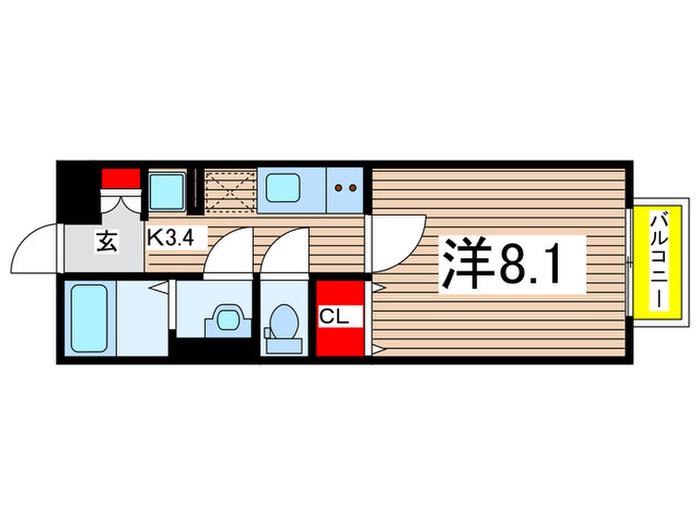 CREER中野栄(1K/3階)の間取り写真