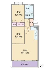 サンハイツ鶴甲(2LDK/4階)の間取り写真