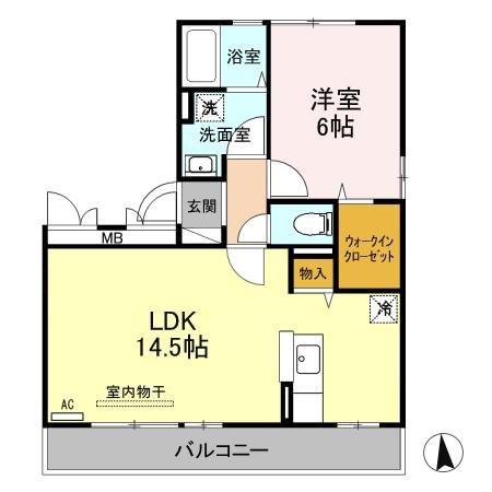 グランボヌール(1LDK/2階)の間取り写真