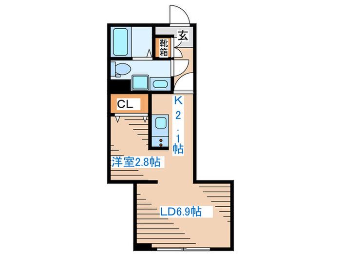 メリディアン吉岡壱番館(1LDK/1階)の間取り写真