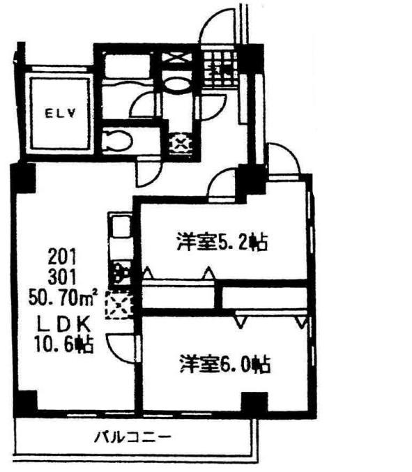 コリーヌ緑が丘 弐番館(2LDK/2階)の間取り写真