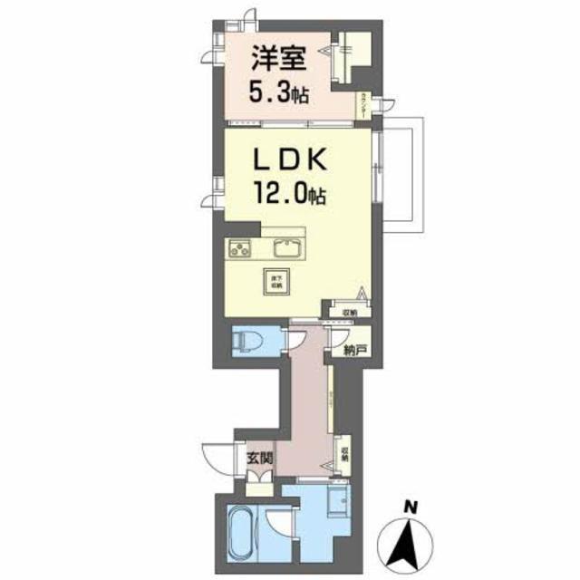 ベレオ花京院(1LDK/1階)の間取り写真