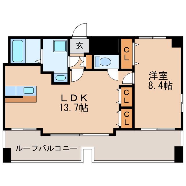 アンシャンテ車道(1LDK/10階)の間取り写真
