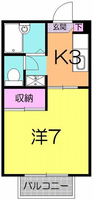 パルコート相原B(1K/2階)の間取り写真