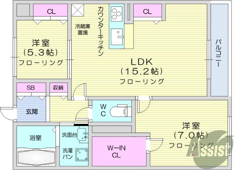 BEREO高森(2LDK/2階)の間取り写真