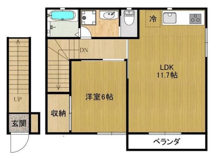 ラクレールII(1LDK/1階)の間取り写真