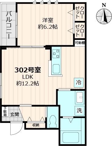 ショウワ東小金井(1LDK/3階)の間取り写真