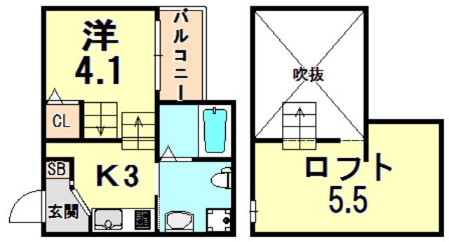 オリーブテラス神戸(ワンルーム/1階)の間取り写真