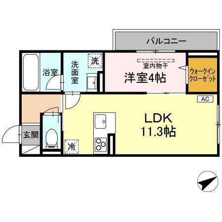 TORISIA大慈寺町B(1LDK/3階)の間取り写真
