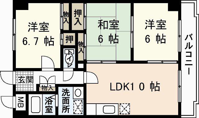 ドリーム中村(3LDK/3階)の間取り写真