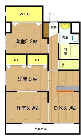 プライムタウン(3DK/6階)の間取り写真