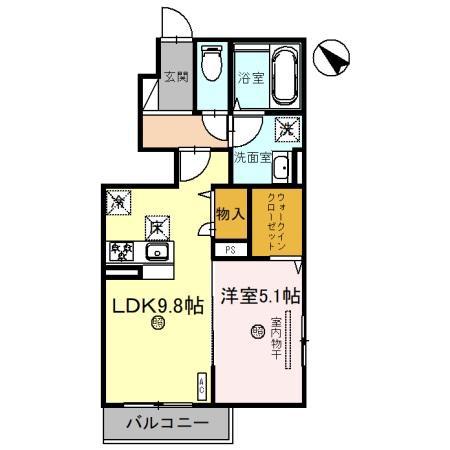 メルヴェーユ相生(1LDK/1階)の間取り写真