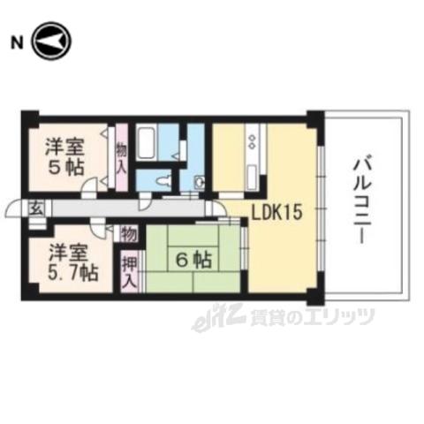 アメニティ双ヶ丘(3LDK/2階)の間取り写真