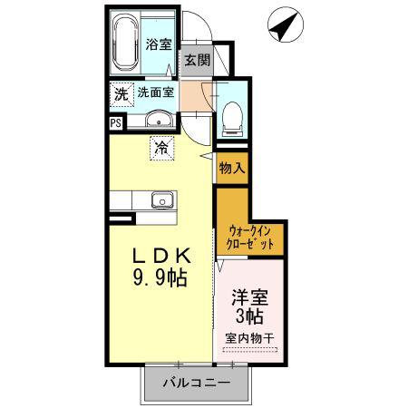 フィールドサイド本城(1LDK/1階)の間取り写真